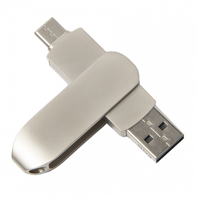 USB flash-карта CIRCLE OTG Type-C (8Гб), серебристая, 6,5х1,5х0,82 см, металл с логотипом  заказать по выгодной цене в кибермаркете AvroraStore