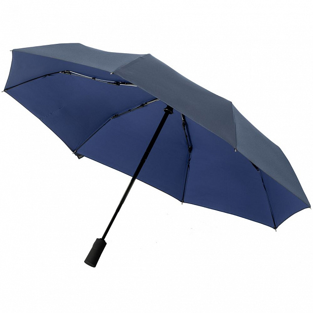 Складной зонт doubleDub, синий с логотипом  заказать по выгодной цене в кибермаркете AvroraStore