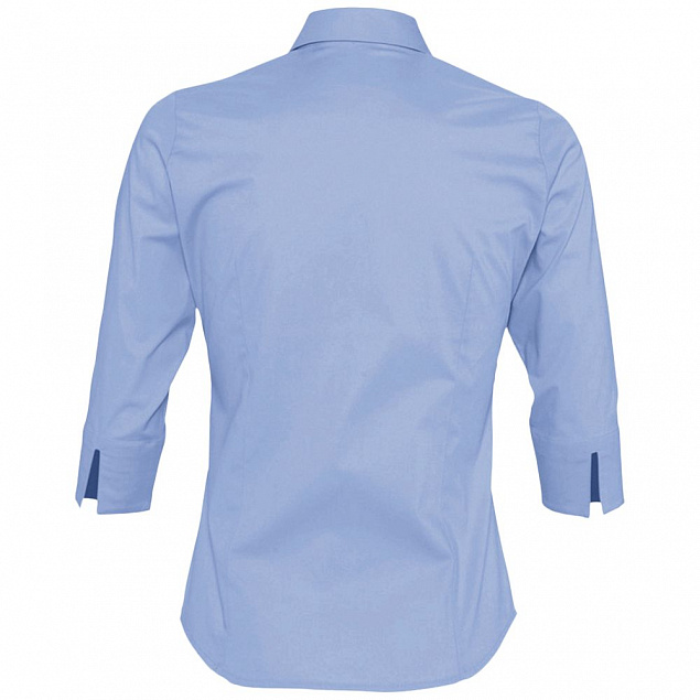 Рубашка женская с рукавом 3/4 EFFECT 140, голубая с логотипом  заказать по выгодной цене в кибермаркете AvroraStore