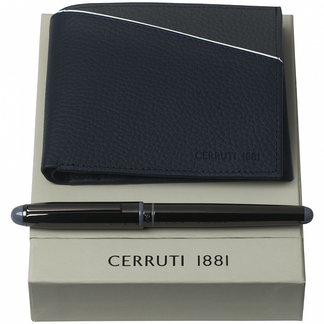 Набор Cerruti 1881: кошелек и роллер, синий с логотипом  заказать по выгодной цене в кибермаркете AvroraStore