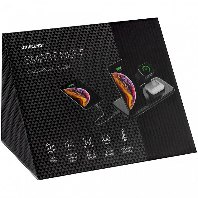 Зарядная станция Smart Nest, черная с логотипом  заказать по выгодной цене в кибермаркете AvroraStore