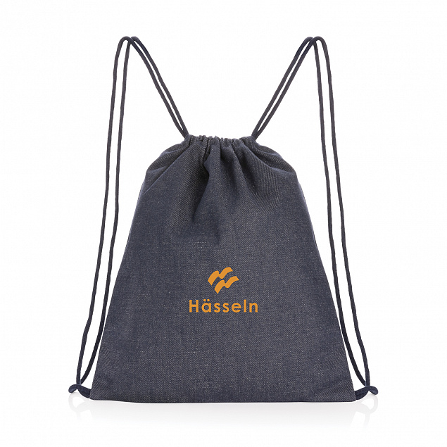 Рюкзак на шнурке Impact из переработанного денима AWARE™ с логотипом  заказать по выгодной цене в кибермаркете AvroraStore