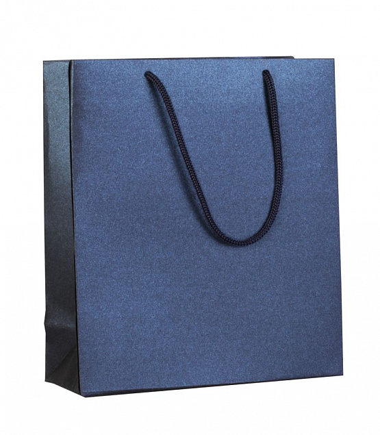 Пакет бумажный «Блеск», малый, синий с логотипом  заказать по выгодной цене в кибермаркете AvroraStore