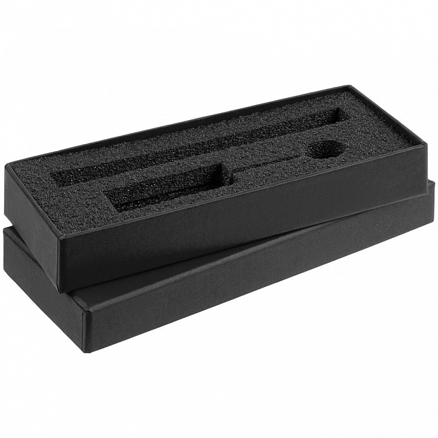 Коробка Notes с ложементом для ручки и флешки, черная с логотипом  заказать по выгодной цене в кибермаркете AvroraStore