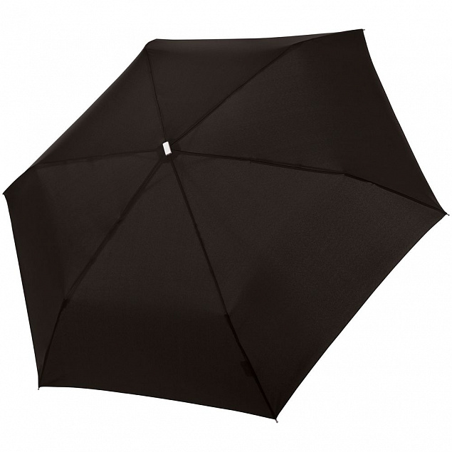 Зонт складной Fiber Alu Flach, черный с логотипом  заказать по выгодной цене в кибермаркете AvroraStore