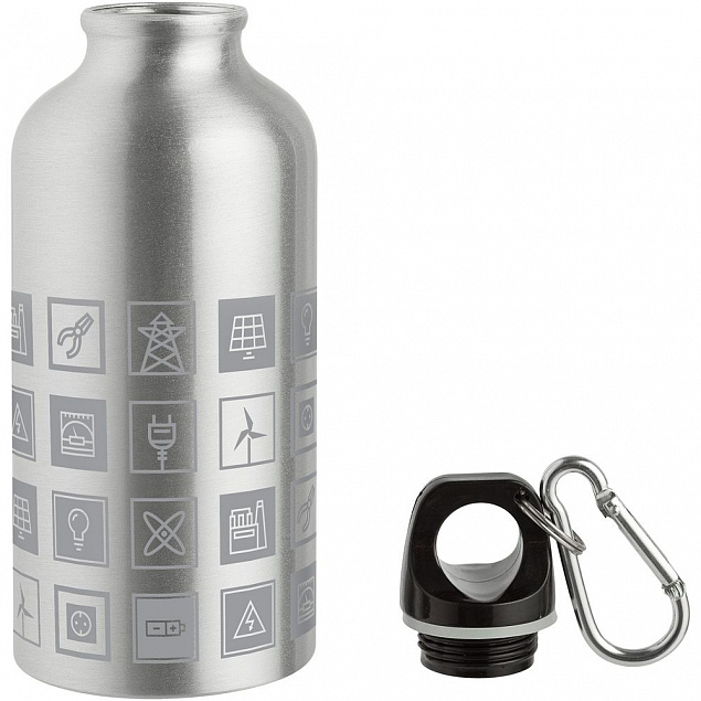 Бутылка для спорта «Industry. Энергетика», серебристая с логотипом  заказать по выгодной цене в кибермаркете AvroraStore