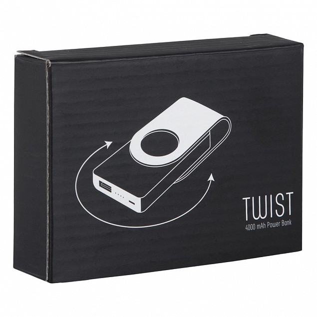 Внешний аккумулятор Twist 4000 mAh, черный с логотипом  заказать по выгодной цене в кибермаркете AvroraStore