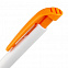 Ручка шариковая Favorite, белая с оранжевым с логотипом  заказать по выгодной цене в кибермаркете AvroraStore
