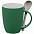 Кружка с ложкой Cheer Up ver.2, зеленая с логотипом  заказать по выгодной цене в кибермаркете AvroraStore