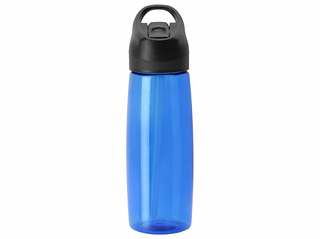 Бутылка c кнопкой Tank, тритан, 680мл Waterline, синий с логотипом  заказать по выгодной цене в кибермаркете AvroraStore