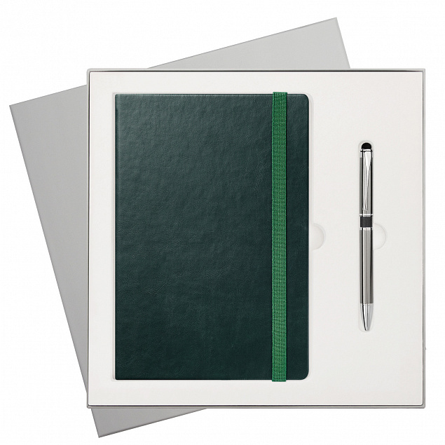 Подарочный набор Portland Btobook, зеленый (ежедневник, ручка) с логотипом  заказать по выгодной цене в кибермаркете AvroraStore