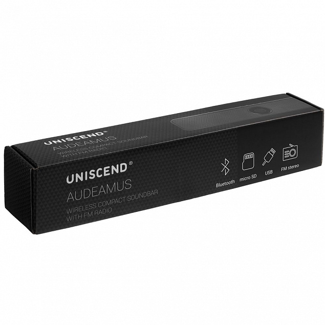 Беспроводная стереоколонка с FM-радио Uniscend Audeamus, белая с логотипом  заказать по выгодной цене в кибермаркете AvroraStore