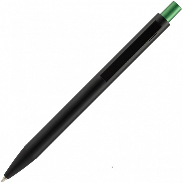 Ручка шариковая Chromatic, черная с зеленым с логотипом  заказать по выгодной цене в кибермаркете AvroraStore