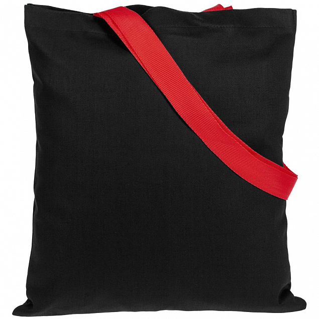 Холщовая сумка BrighTone, черная с красными ручками с логотипом  заказать по выгодной цене в кибермаркете AvroraStore