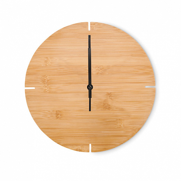 Настенные часы из бамбука кругл с логотипом  заказать по выгодной цене в кибермаркете AvroraStore