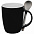 Кружка с ложкой Cheer Up ver.2, черная с логотипом  заказать по выгодной цене в кибермаркете AvroraStore