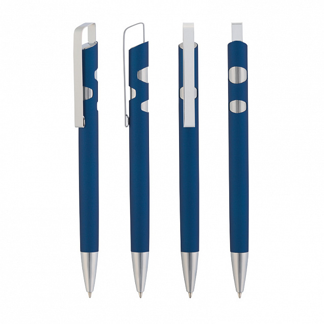 Ручка шариковая "Arni", синий металлик с логотипом  заказать по выгодной цене в кибермаркете AvroraStore