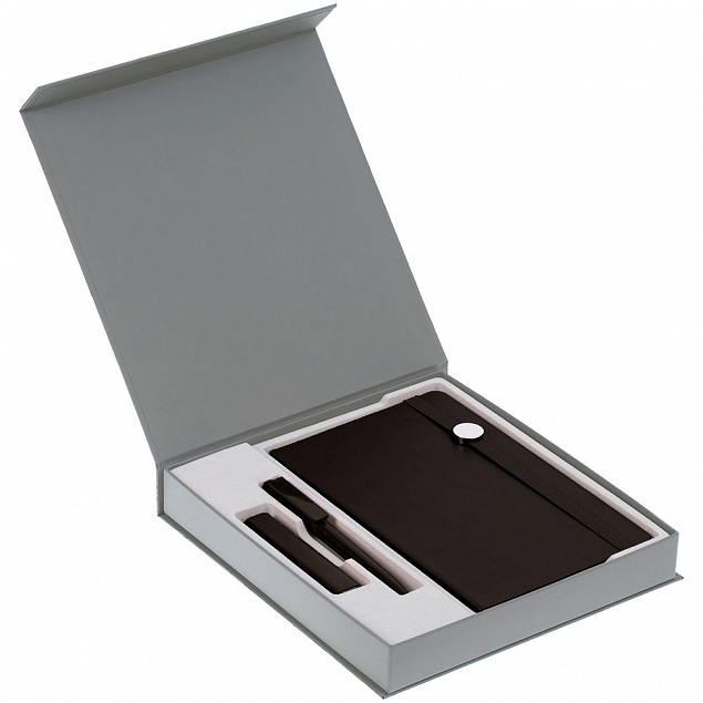 Коробка Arbor под ежедневник 13х21 см, аккумулятор и ручку, светло-серая с логотипом  заказать по выгодной цене в кибермаркете AvroraStore