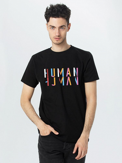 Футболка Human, черная с логотипом  заказать по выгодной цене в кибермаркете AvroraStore