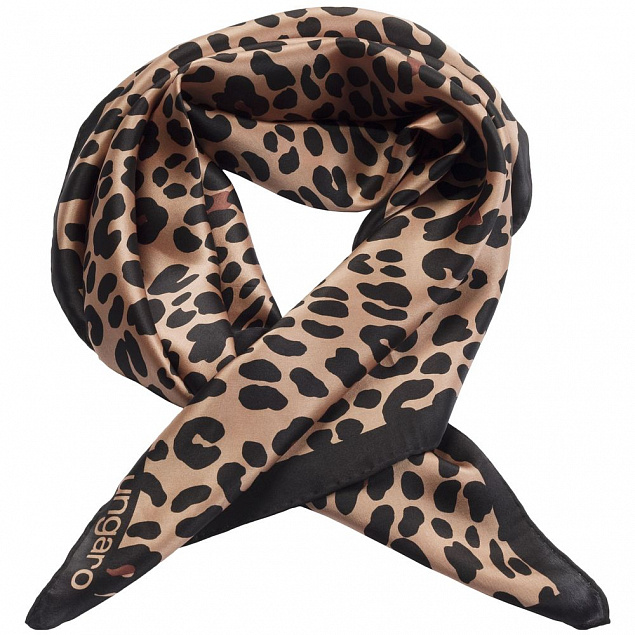 Платок Leopardo Silk, коричневый с логотипом  заказать по выгодной цене в кибермаркете AvroraStore