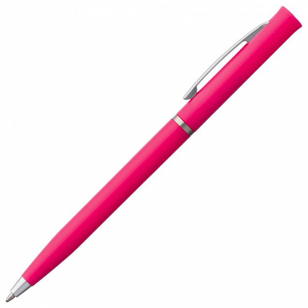 Ручка шариковая Euro Chrome, розовая с логотипом  заказать по выгодной цене в кибермаркете AvroraStore