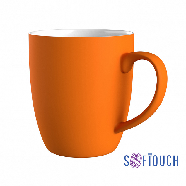 Кружка с покрытием soft touch, оранжевая с логотипом  заказать по выгодной цене в кибермаркете AvroraStore