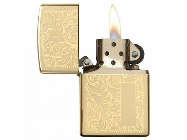Зажигалка ZIPPO Venetian® с покрытием High Polish Brass с логотипом  заказать по выгодной цене в кибермаркете AvroraStore