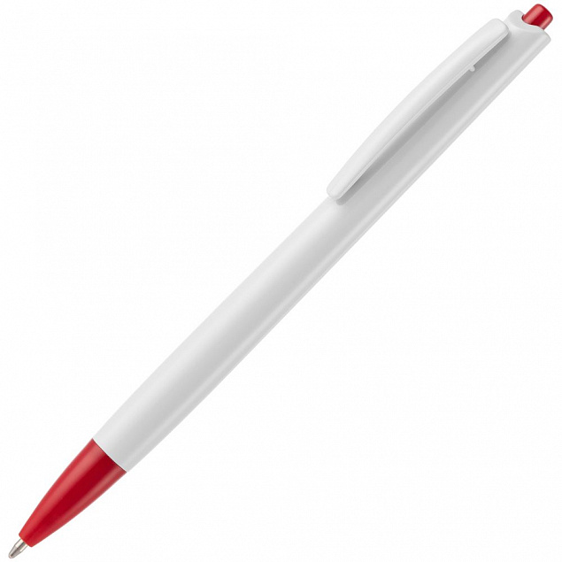 Ручка шариковая Tick, белая с красным с логотипом  заказать по выгодной цене в кибермаркете AvroraStore