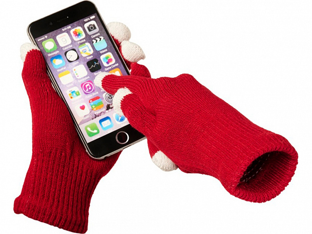 Сенсорные перчатки Billy, красный с логотипом  заказать по выгодной цене в кибермаркете AvroraStore