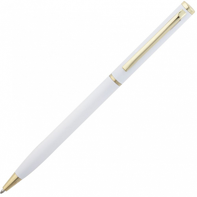 Ручка шариковая Hotel Gold, ver.2, белая с логотипом  заказать по выгодной цене в кибермаркете AvroraStore