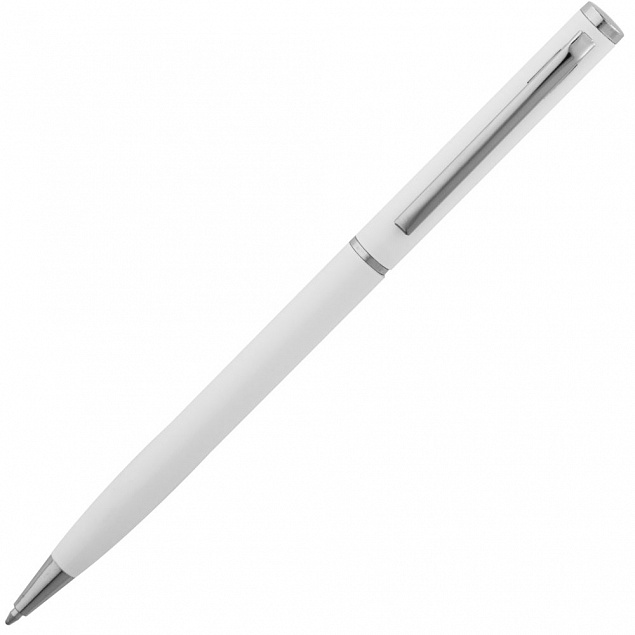 Ручка шариковая Hotel Chrome, ver.2, белая с логотипом  заказать по выгодной цене в кибермаркете AvroraStore