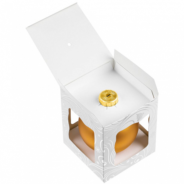 Елочный шар Gala Night Matt в коробке с тиснением, золотистый, 8 см с логотипом  заказать по выгодной цене в кибермаркете AvroraStore