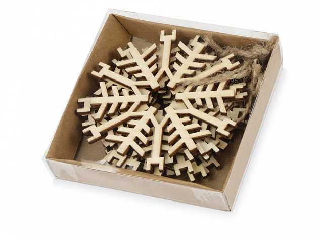 Набор деревянных снежинок с логотипом  заказать по выгодной цене в кибермаркете AvroraStore