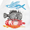 Фартук «Морские обитатели», белый с логотипом  заказать по выгодной цене в кибермаркете AvroraStore