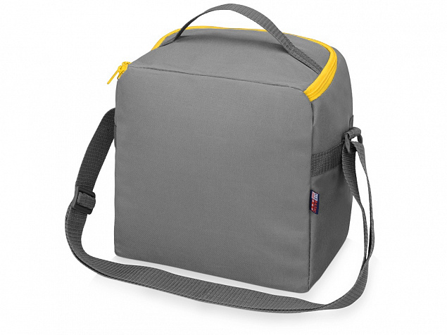Изотермическая сумка-холодильник Classic c контрастной молнией, серый/желтый с логотипом  заказать по выгодной цене в кибермаркете AvroraStore