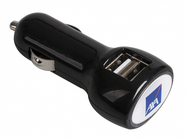 Автомобильное зарядное устройство с подсветкой Logocharger, черное с логотипом  заказать по выгодной цене в кибермаркете AvroraStore