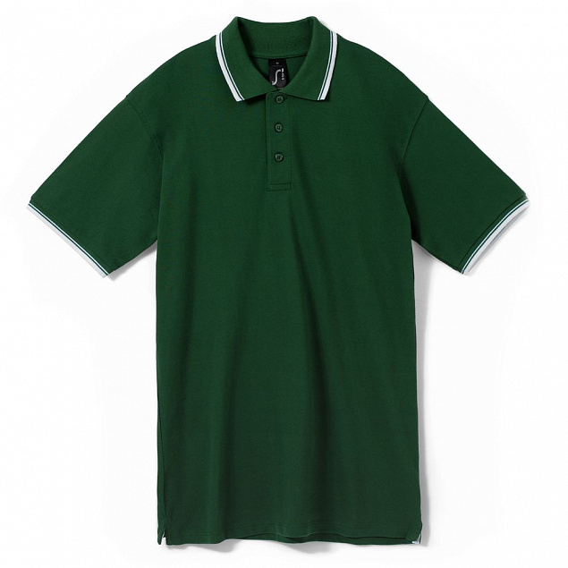 Рубашка поло мужская с контрастной отделкой PRACTICE 270, зеленый/белый с логотипом  заказать по выгодной цене в кибермаркете AvroraStore