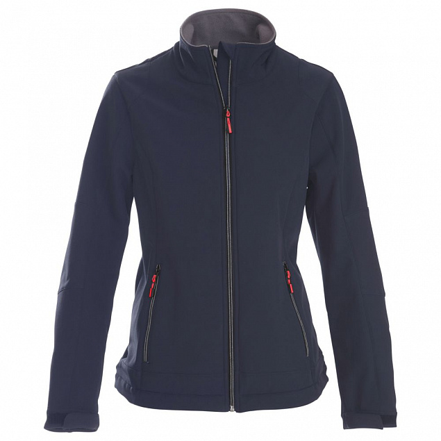 Куртка софтшелл женская TRIAL LADY, темно-синяя с логотипом  заказать по выгодной цене в кибермаркете AvroraStore