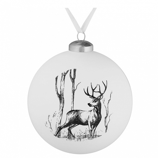 Елочный шар Forest, 10 см, с изображением оленя с логотипом  заказать по выгодной цене в кибермаркете AvroraStore