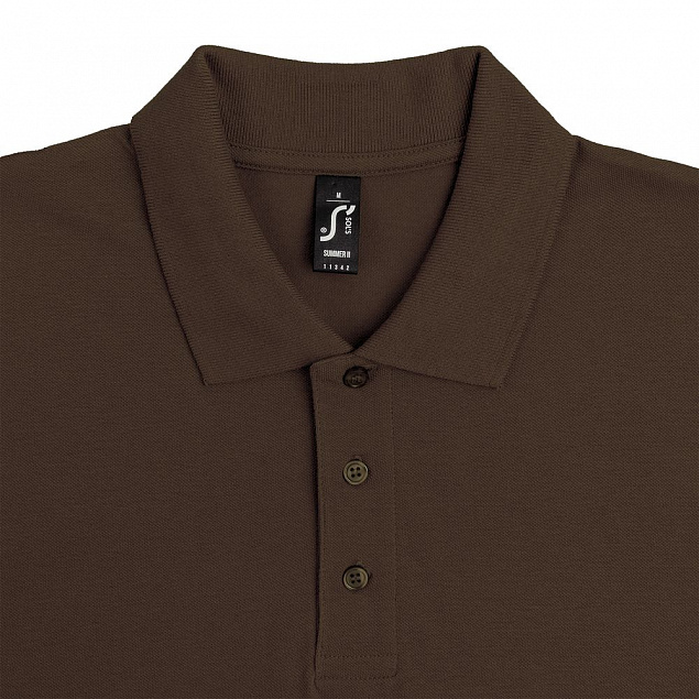 Рубашка поло мужская SUMMER 170, темно-коричневая (шоколад) с логотипом  заказать по выгодной цене в кибермаркете AvroraStore