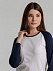 Футболка женская с длинным рукавом Milky LSL, белая с темно-синим с логотипом  заказать по выгодной цене в кибермаркете AvroraStore
