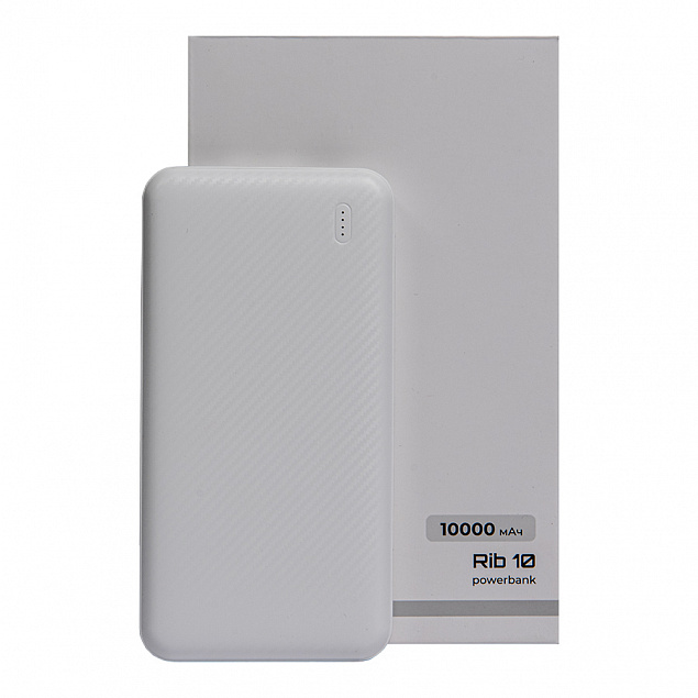 Универсальный аккумулятор OMG Rib 10 (10000 мАч), белый, 13,5х6.8х1,5 см с логотипом  заказать по выгодной цене в кибермаркете AvroraStore