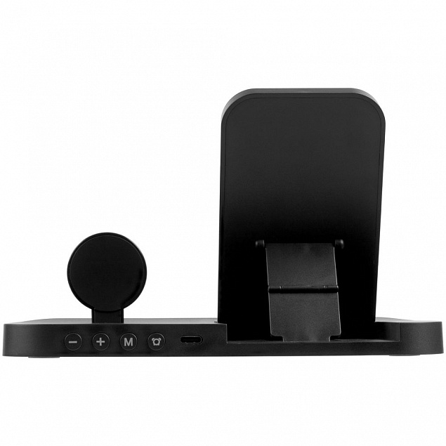 Зарядная станция с будильником Clock Nest, черная с логотипом  заказать по выгодной цене в кибермаркете AvroraStore