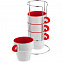 Набор кружек Inset с подставкой, красный с логотипом  заказать по выгодной цене в кибермаркете AvroraStore