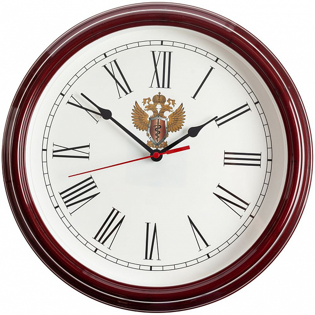 Часы настенные Flat Circle, бордовые с логотипом  заказать по выгодной цене в кибермаркете AvroraStore