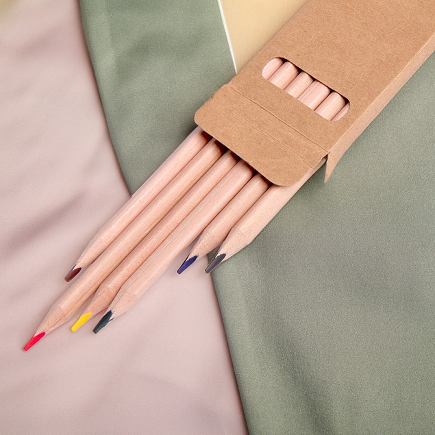 Набор цветных карандашей KINDERLINE small,6 цветов с логотипом  заказать по выгодной цене в кибермаркете AvroraStore