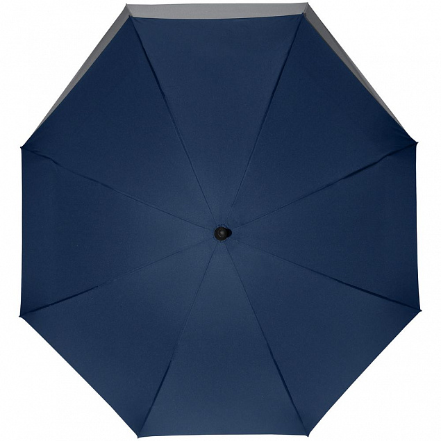 Зонт-трость Fiber Move AC, темно-синий с серым с логотипом  заказать по выгодной цене в кибермаркете AvroraStore