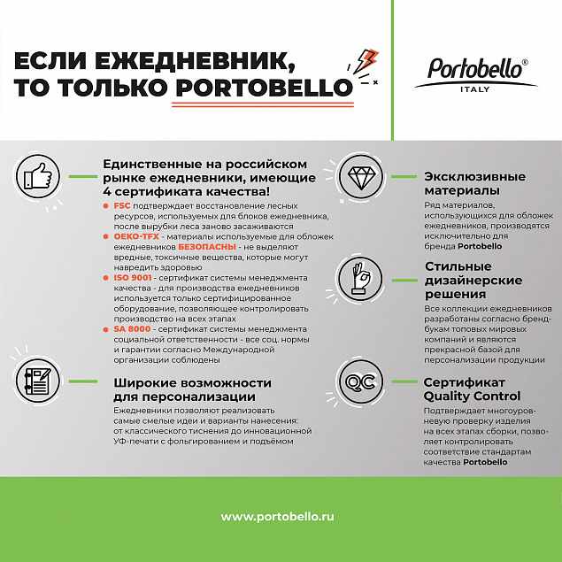 Ежедневник Portobello Trend, Rain, недатированный, серый с логотипом  заказать по выгодной цене в кибермаркете AvroraStore