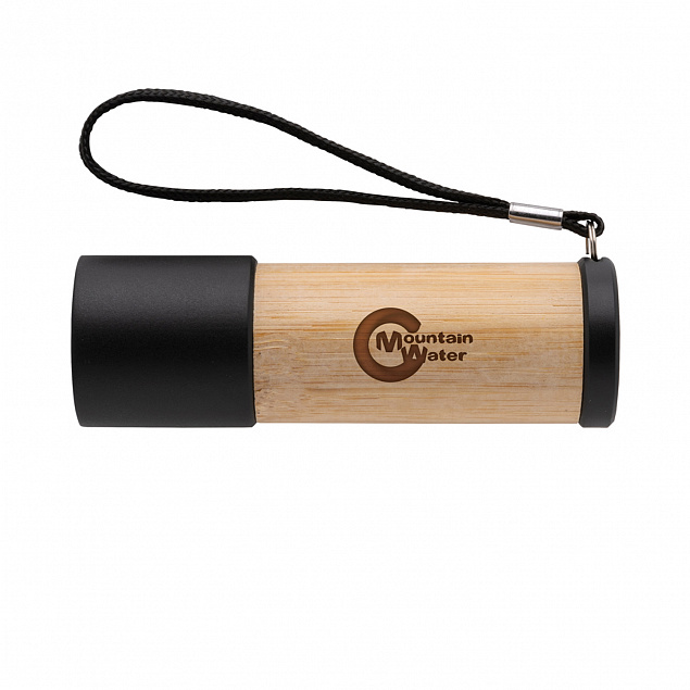 Карманный фонарик из бамбука и переработанного пластика RCS с логотипом  заказать по выгодной цене в кибермаркете AvroraStore