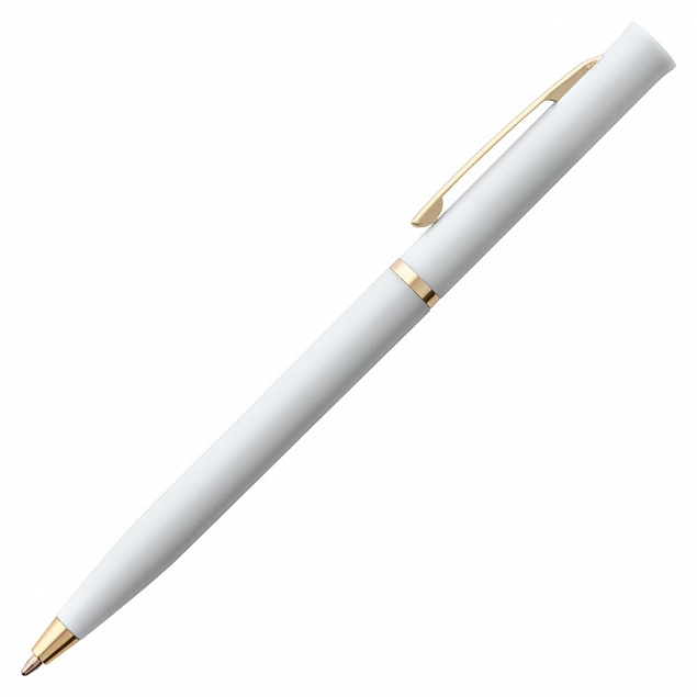 Ручка шариковая Euro Gold, белая с логотипом  заказать по выгодной цене в кибермаркете AvroraStore